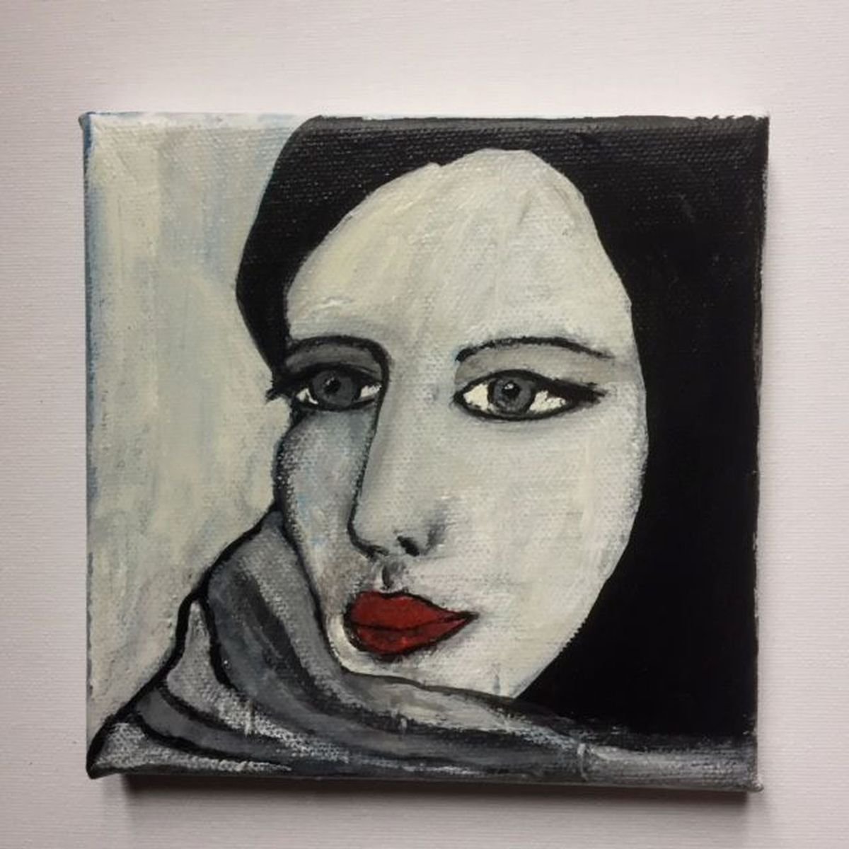 Girl portrait III. - mixed media painting by Paul Simon Hughes
