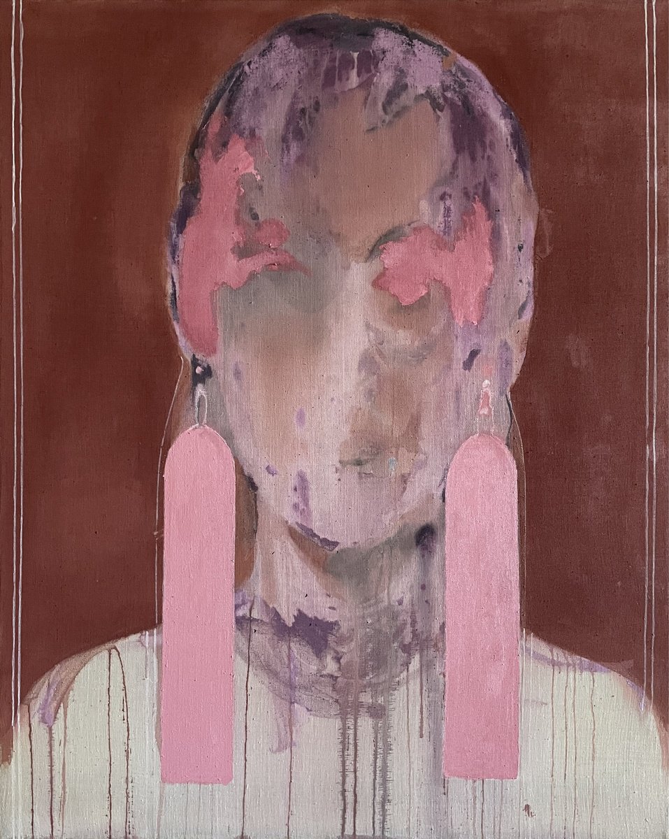 Abstract Portrait Painting By Gela Mikava, 31 X 39, Bijouterie: Luxury & Gold, Original Artwork