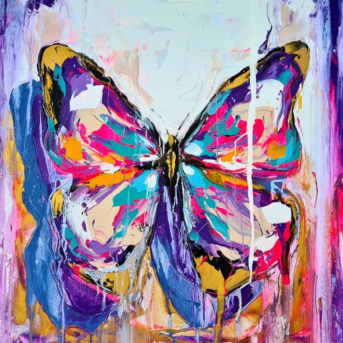 Popart butterfly red pearl by Antoni Dragan