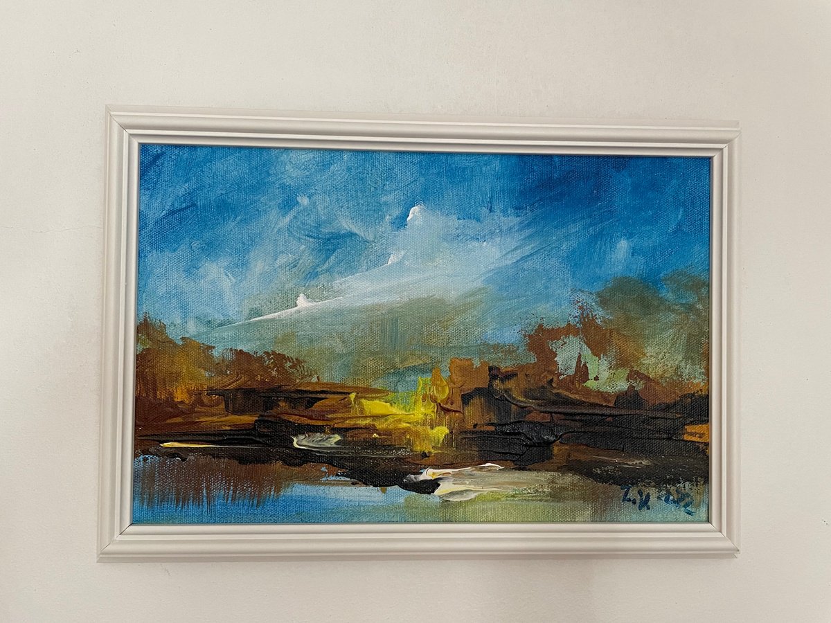 Abstract Landscape Acrylic Painting By Timea Valsami, 13 X 9", Abstract Landscape Ii, Original Artwork