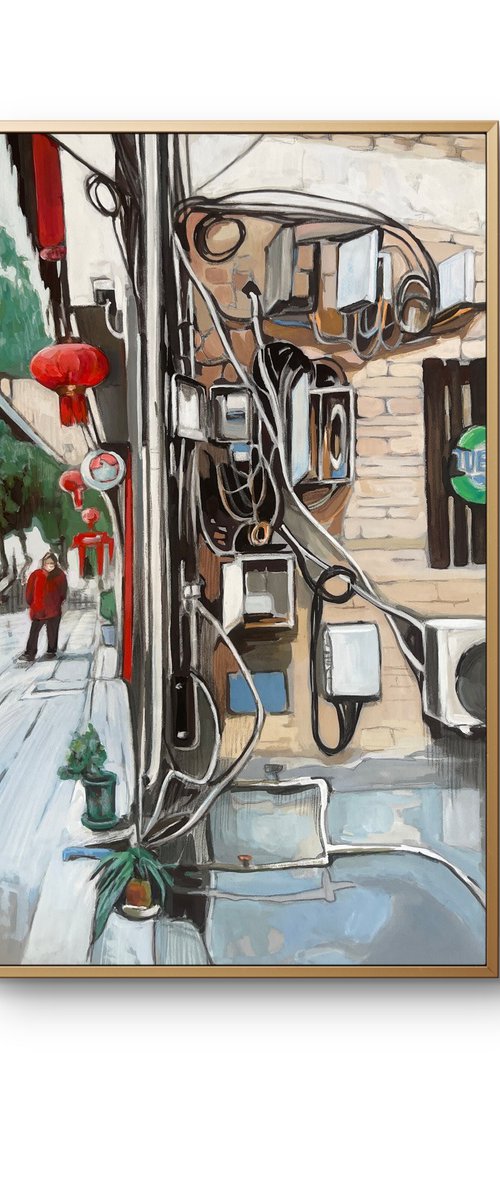 Asian street. Wires. Lanterns. by Guzel Min