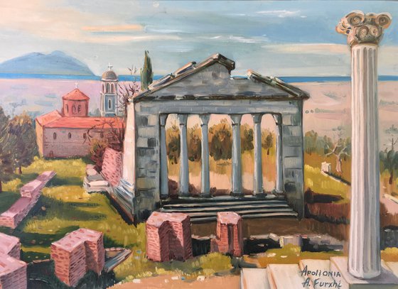 Apollonia, Fier Albania . painting 50x70cm