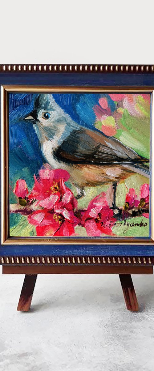 Bird on branch by Nataly Derevyanko