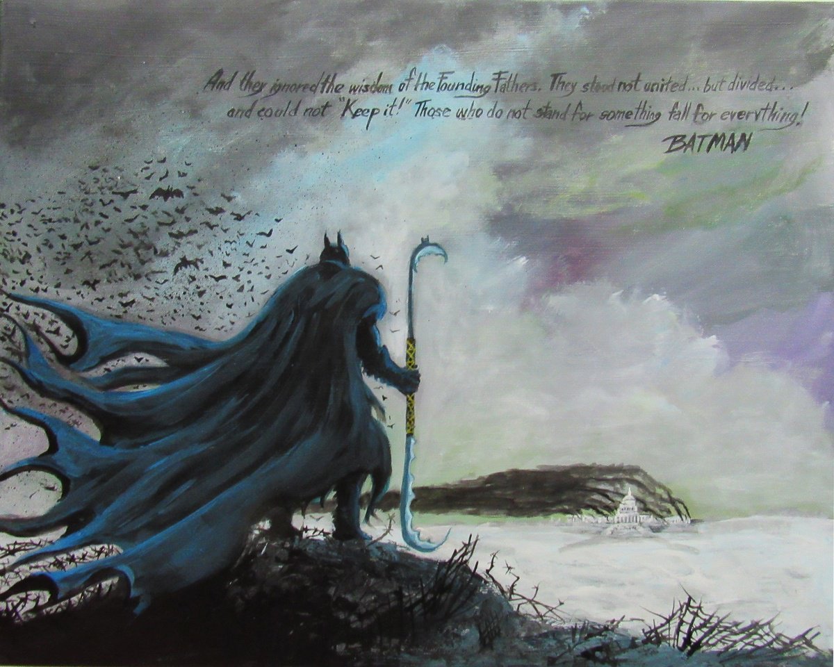 Illustrative Abstract Acrylic Painting By William F. Adams, 20 X 16", They Stood Not United... So They Fell!, Original Artwork