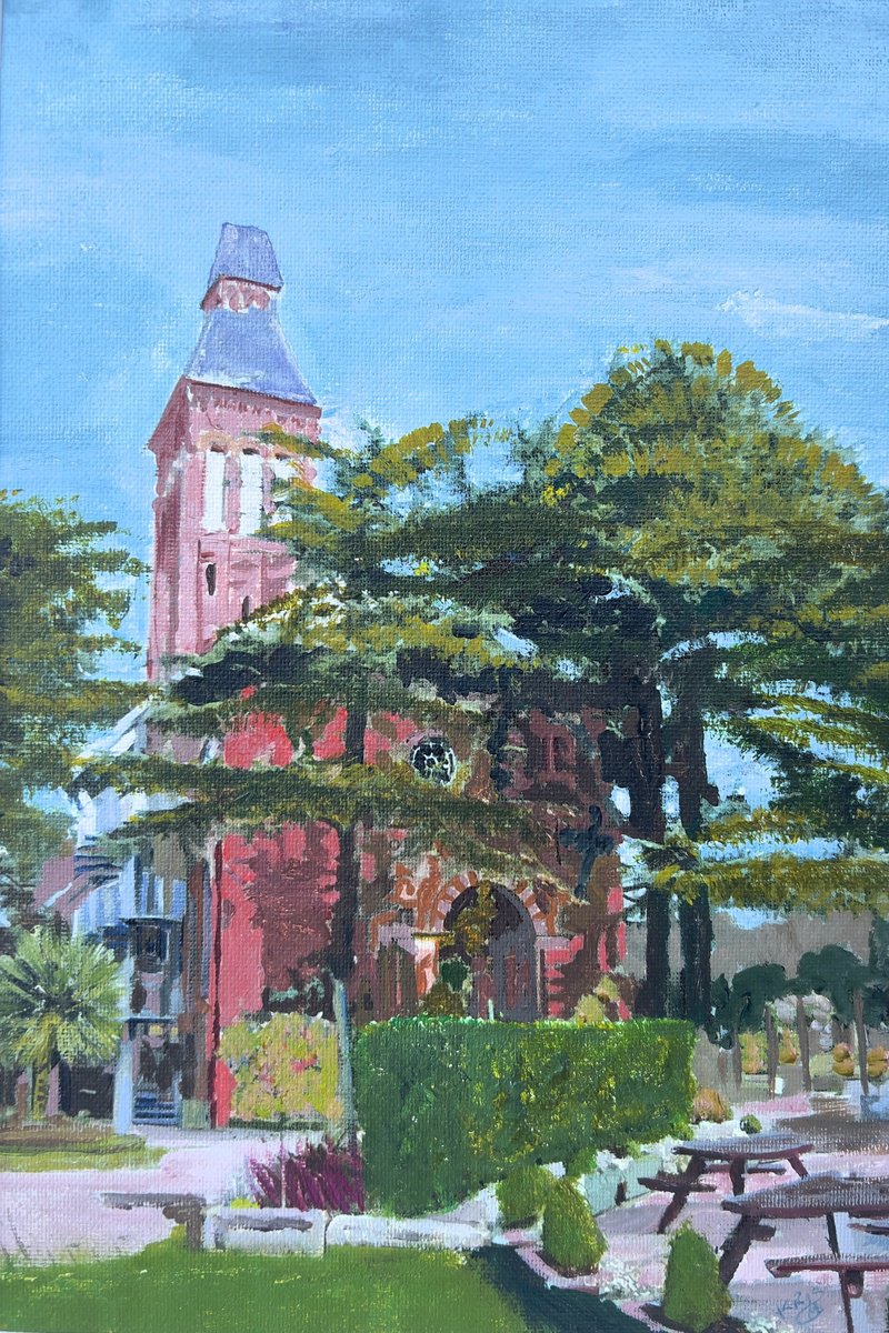 Impressionistic Cityscapes Acrylic Painting By Km Arts, 12 X 16", Bestwood Pumping Station, Original Artwork