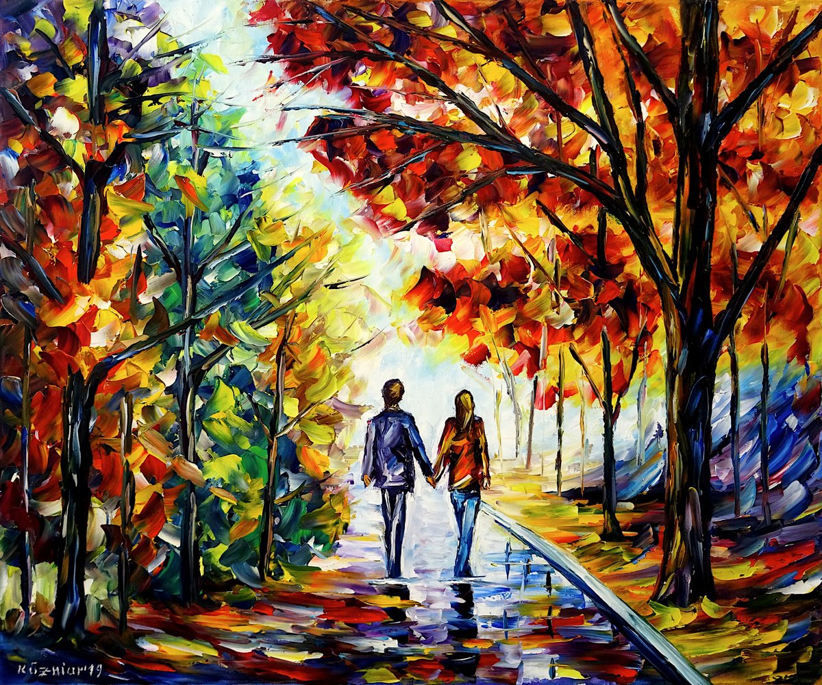 Expressive Oil Painting , Wet Autumn Day By Mirek Kuzniar, 24 X 20, Artwork For Sale On Artfinder