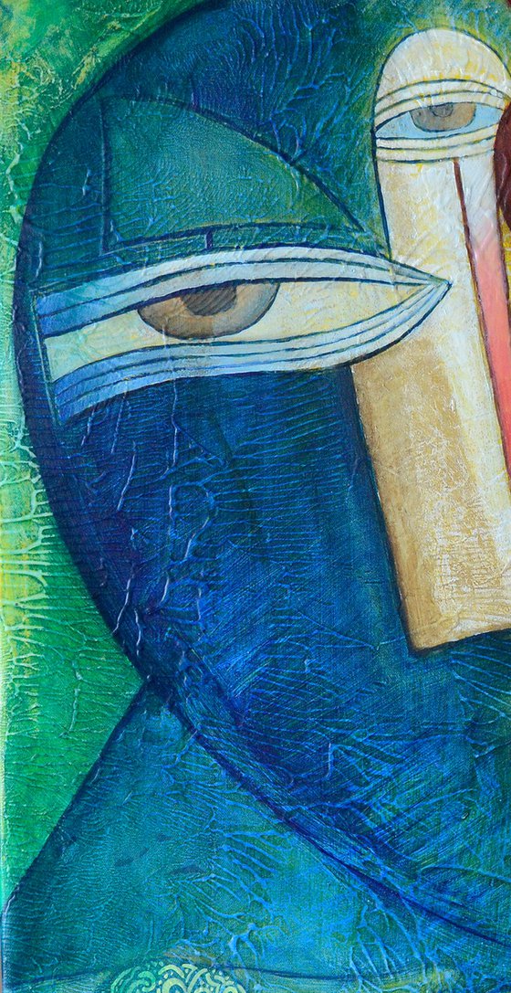 Cubist painting ,,Man in Thoughts,,