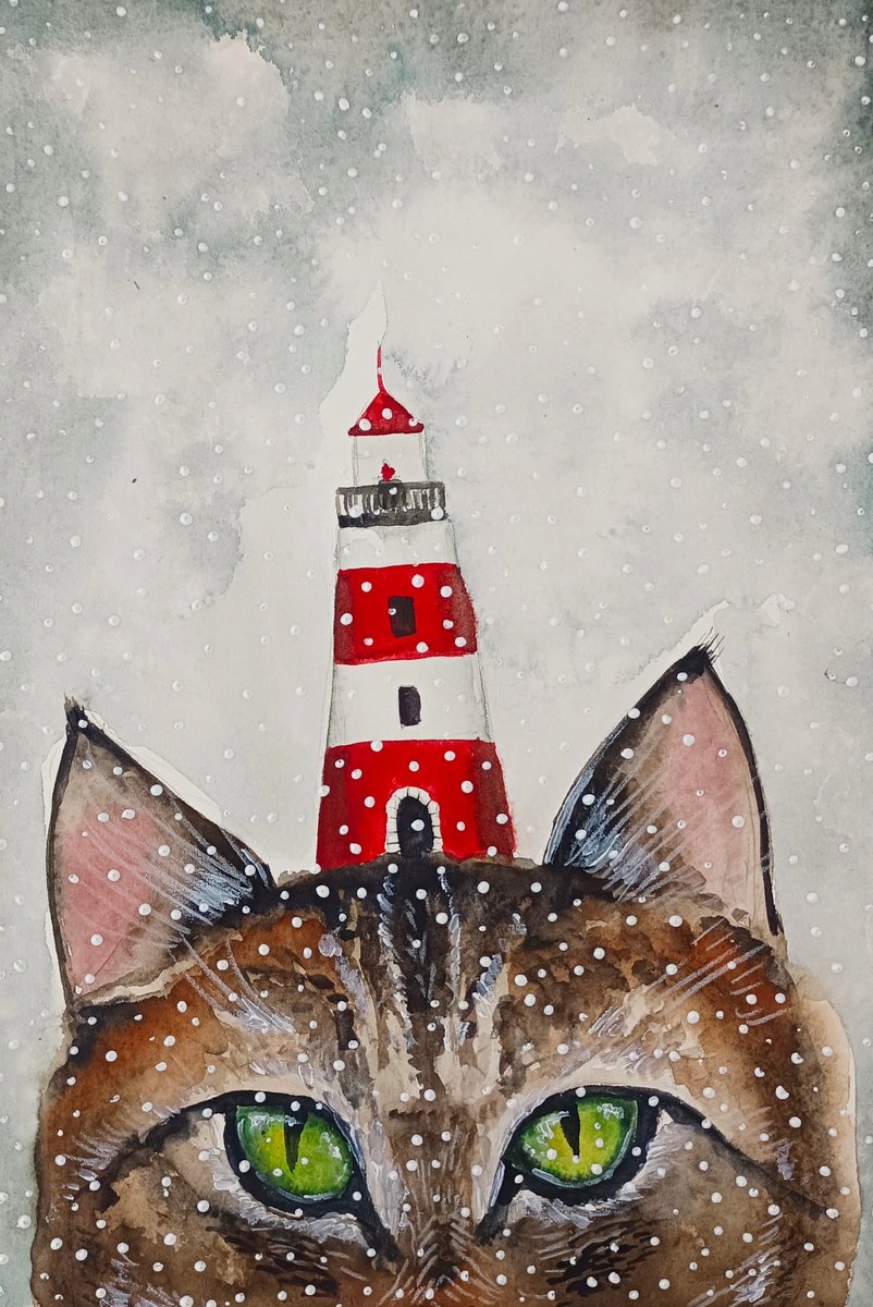 Cat with lighthouse by Evgenia Smirnova