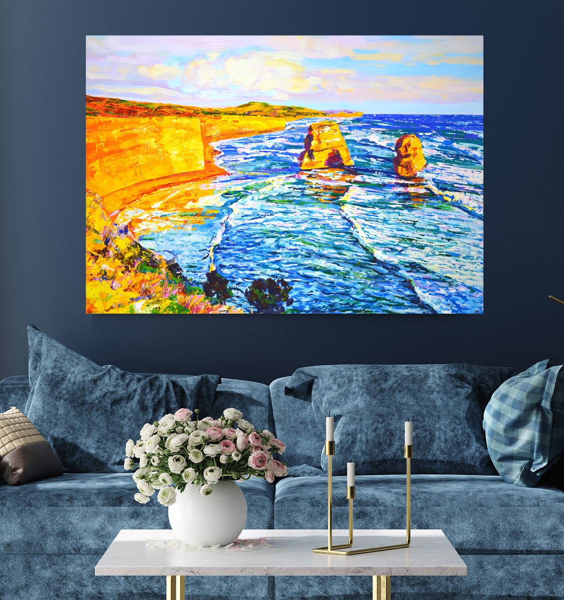 Impressionistic Landscape Acrylic Painting By Iryna Kastsova, 51 X 35, Australia. Beach. Ocean., Original Artwork