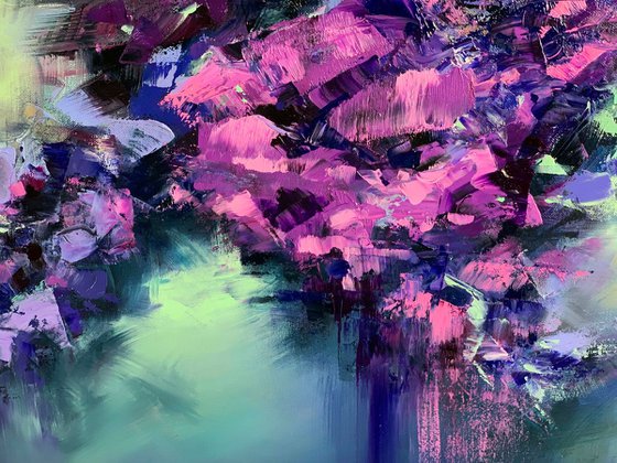 Flowers Oil Abstract Painting - Tango 120 x 60 cm (48 x 24 inches)