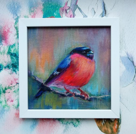 Bullfinch Painting of Birds Nature Art