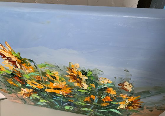 Blooming meadow,sunflowers.