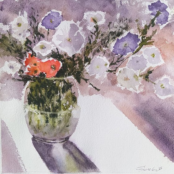 Petunias in a vase