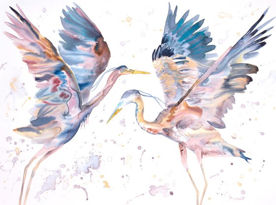 Herons in Flight No. 9