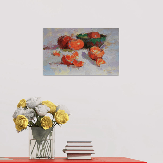 Tangerines on white