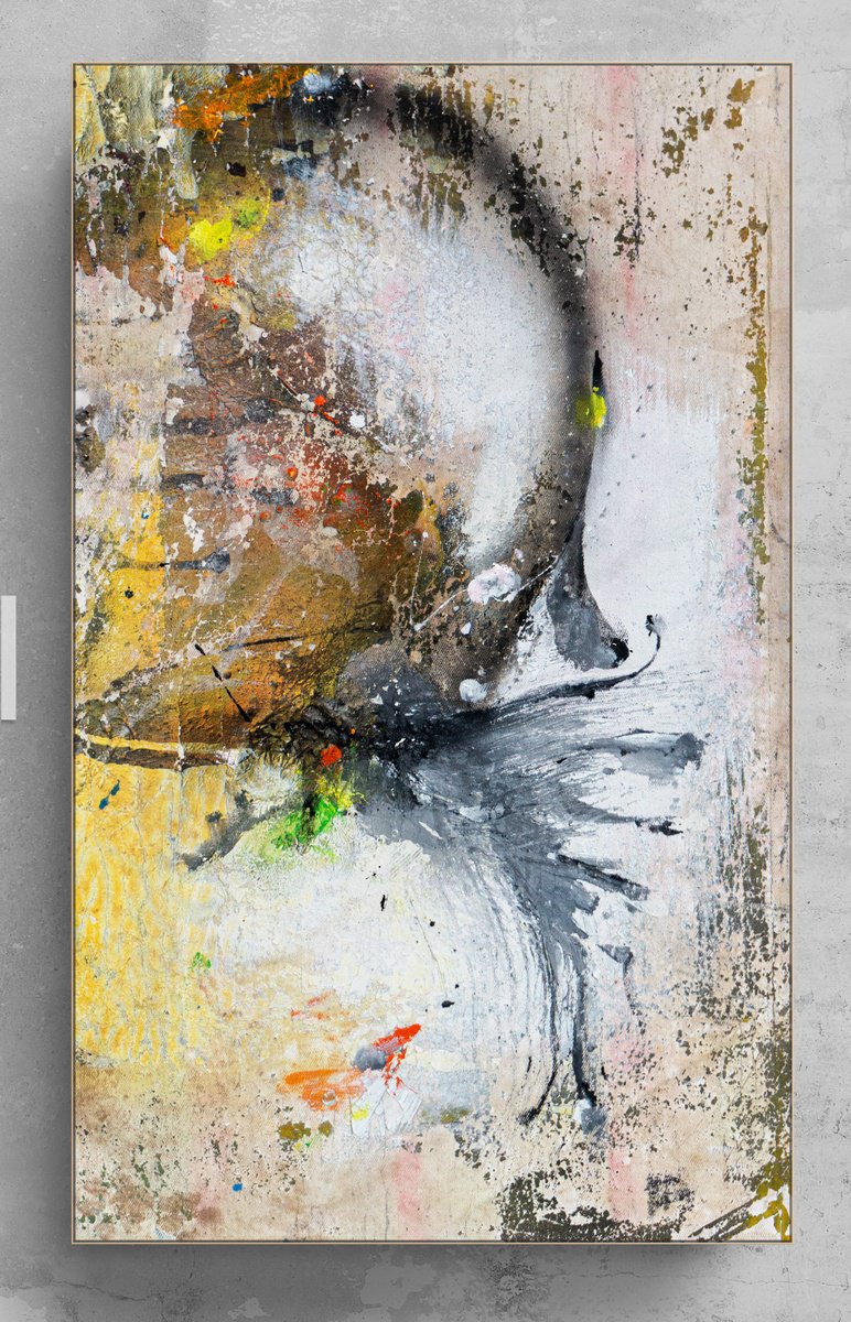 Organic Abstract Acrylic Painting By Adriano Ribeiro, 18 X 28, Soudain, Original Artwork