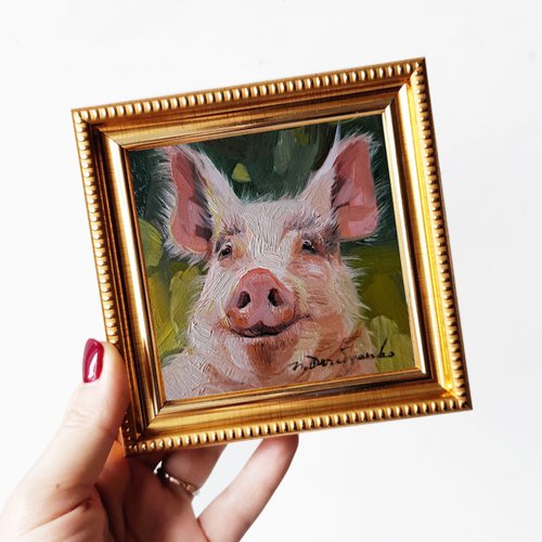 Pig painting by Nataly Derevyanko