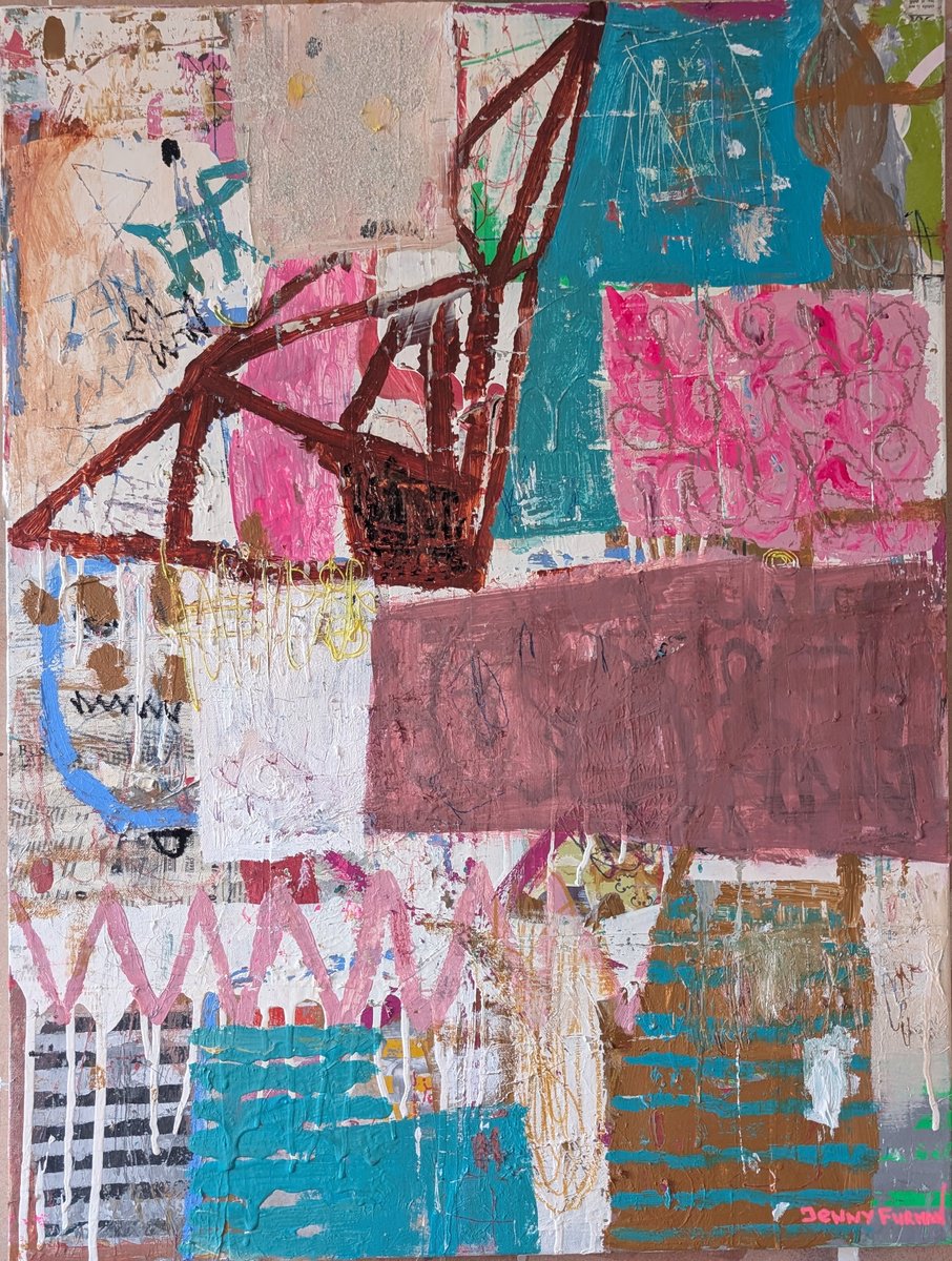 Abstract Painting By Jenny Furman, 24 X 31, Moment In Time, Original Artwork