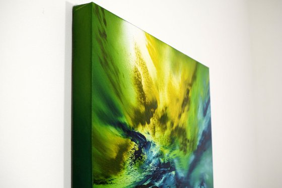 Deepest forest, 60x60 cm, Deep edge, Original abstract painting, oil on canvas