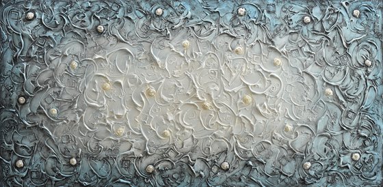 Blue Swirls - Wall Art Sculpture, Large Abstract Painting, Textured Contemporary Artwork