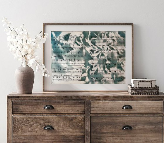 Vintage Sheet Music Nature Silhouette Art