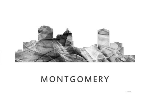 Montgomery Alabama Skyline WB BW by Marlene Watson