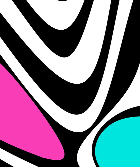 Abstraction artwork zebra multi-colored yellow pink blue black stripes