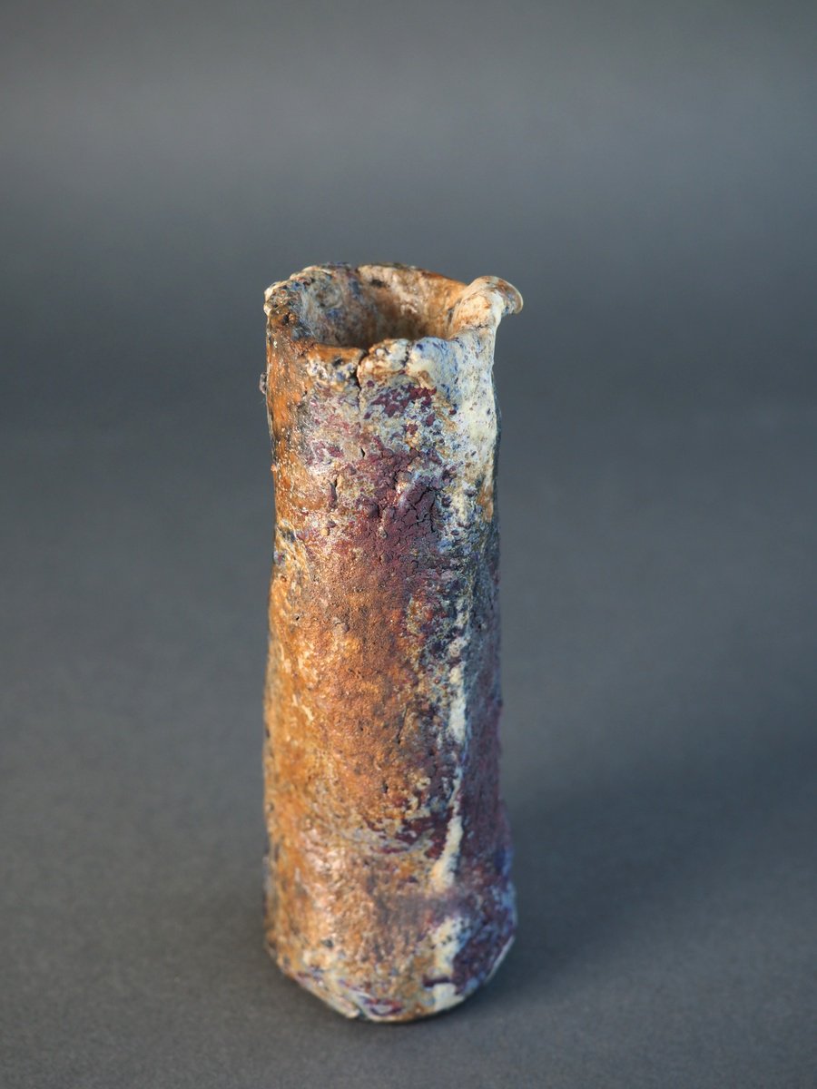 Expressive Clay Sculpture , Fluted Cylinder By Linda Cares, 2 X 5, Artwork For Sale On Artfinder