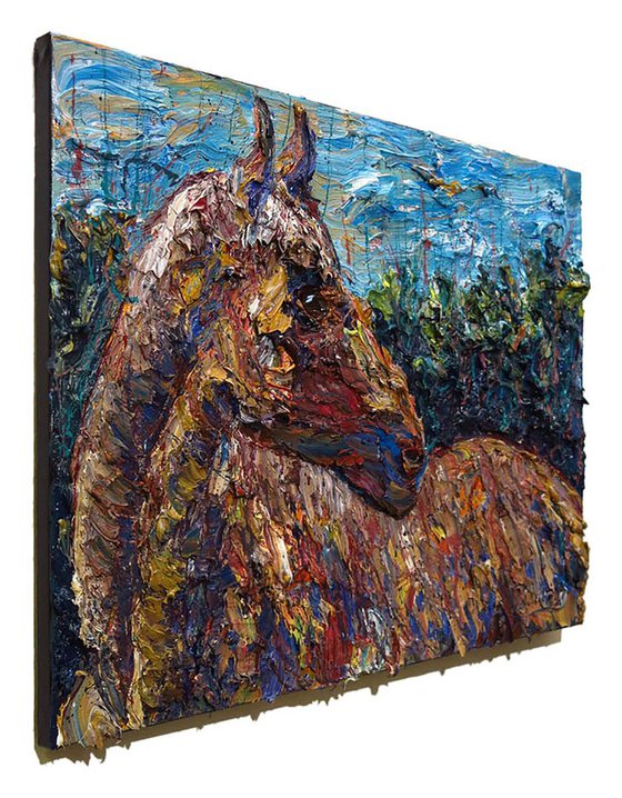 Original oil large painting horse
