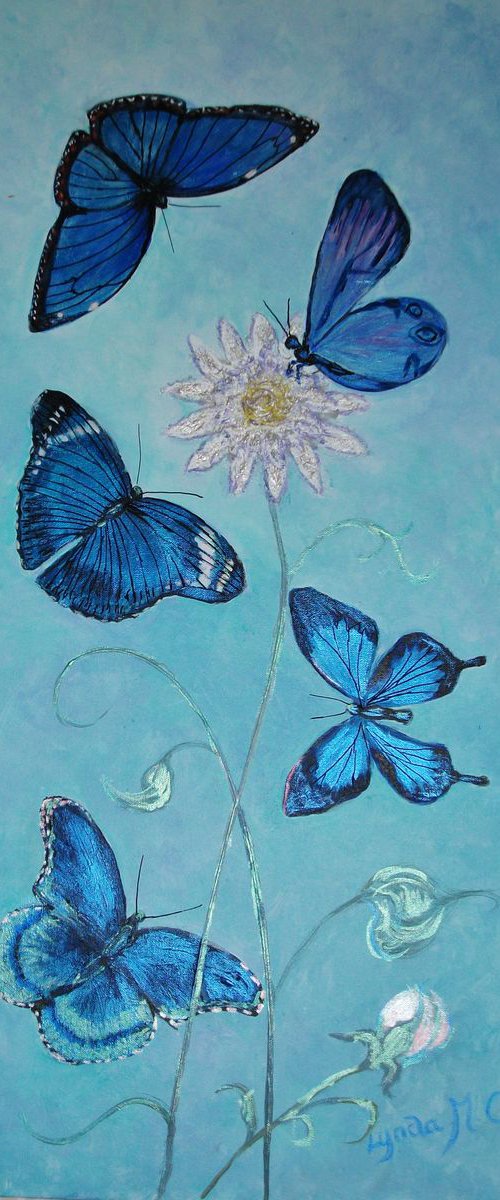 BLUE BUTTERFLIES by Lynda Cockshott