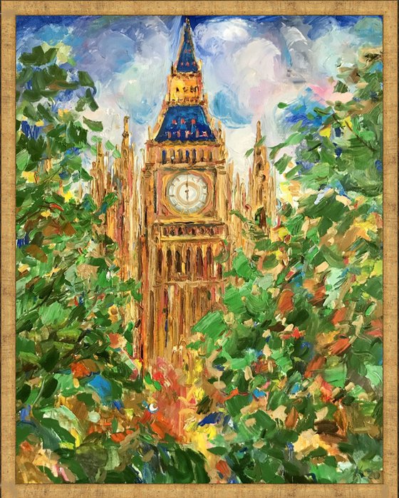 LONDON - Big Ben - Cityscape - Oil painting, original, one of a kind, 100x80cm