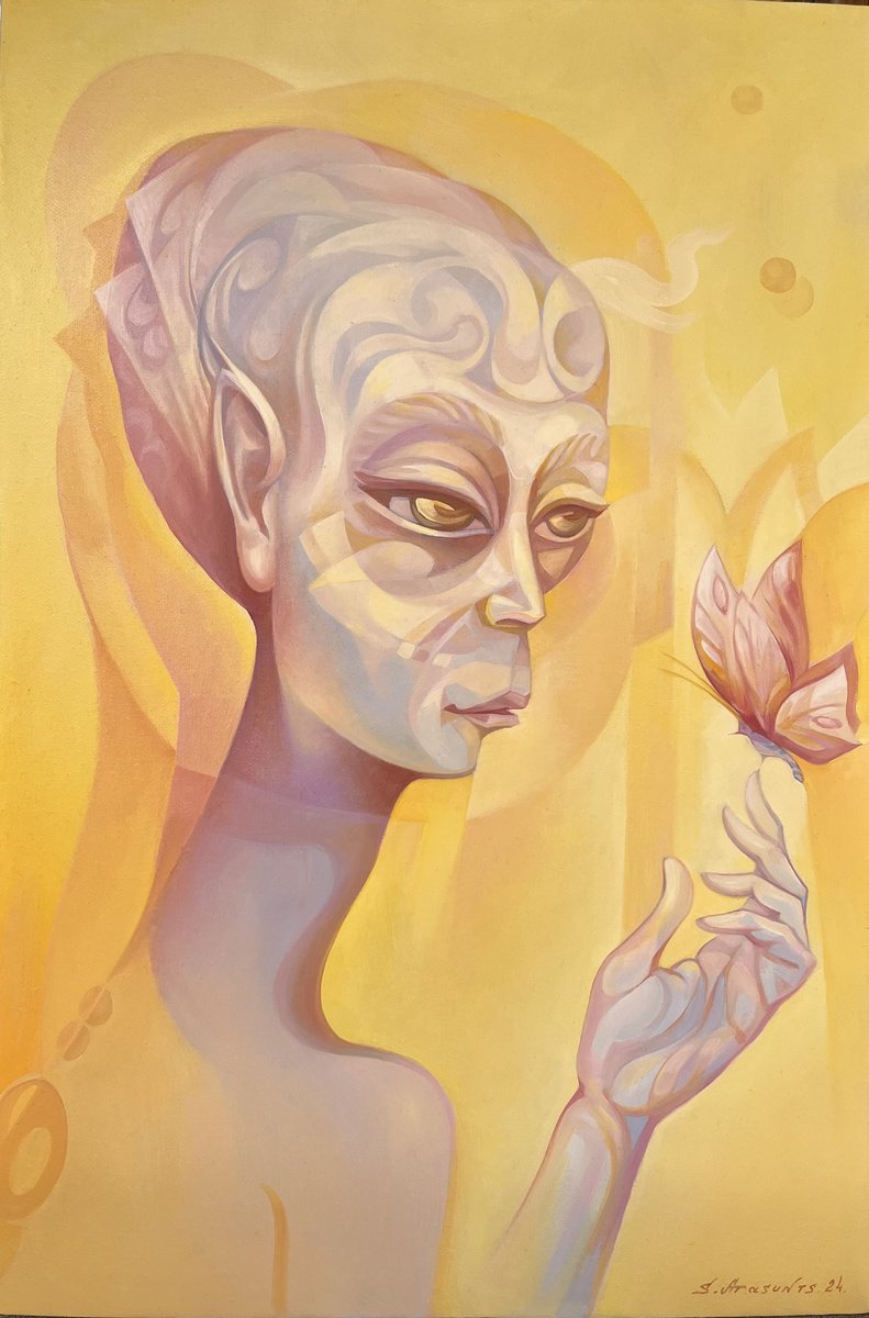 Impressionistic Portrait Oil Painting By Samvel Atasunc, 16 X 24", Fragile Connection, Original Artwork