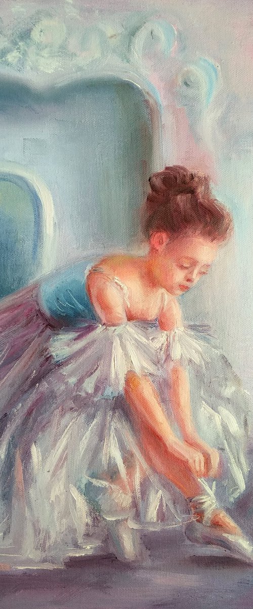 Ballet Painting Little Ballerina Nursery Art Kids Room Painting in Blue by Anastasia Art Line