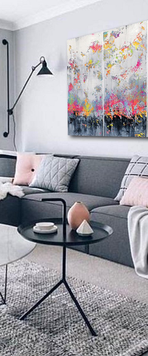 150x100cm. / Abstract triptych / Abstract 2106 by Alex Senchenko