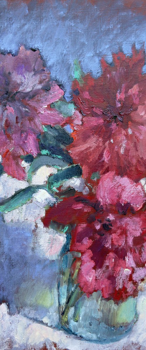 Pink peonies flowers by Olha Laptieva