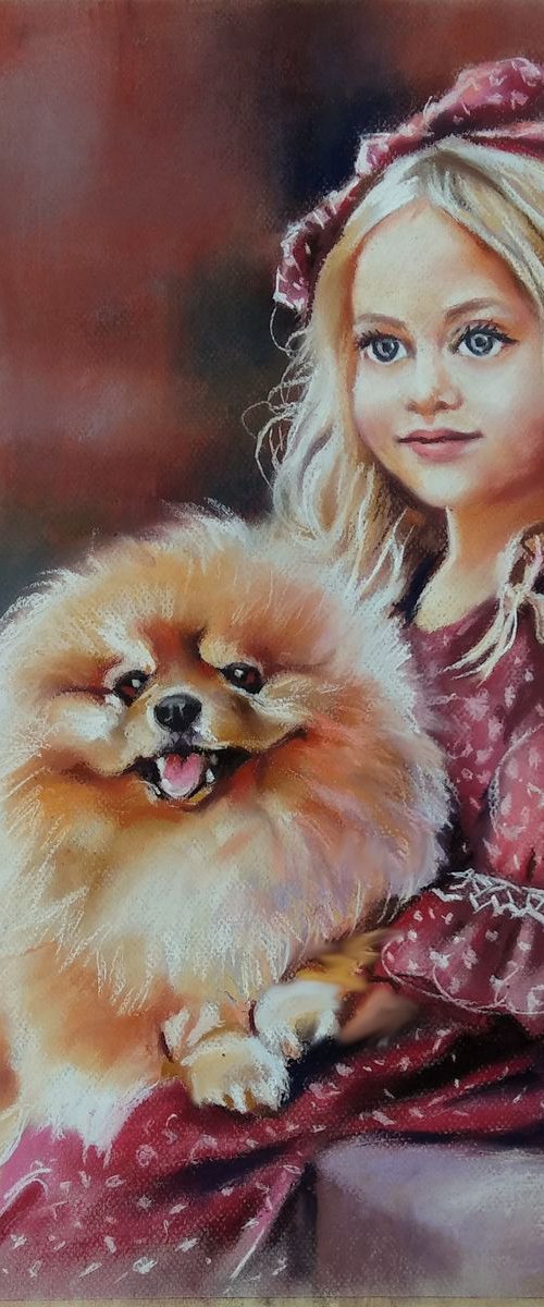 Portrait of a girl with a dog by Magdalena Palega