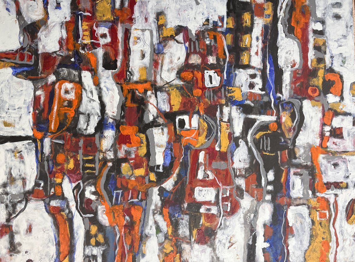 Abstract Acrylic Painting By Jeffrey Davies, 48 X 36, Where Am I #15, Original Artwork
