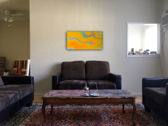 "Staring At The Sun" - FREE USA SHIPPING - Original Abstract PMS Fluid Acrylic Painting - 36 x 18 inches