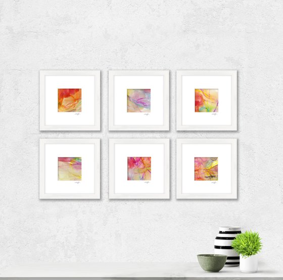 Lullaby Collection 1 - Set of 6 Abstract Paintings in Mats by Kathy Morton Stanion