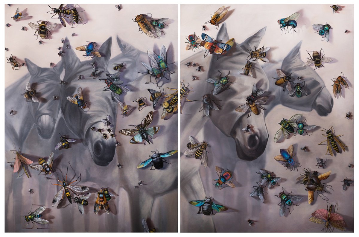 Surrealistic Animal Oil Painting By Anastasia Parfilo, 71 X 47, Grey Protection, Original Artwork