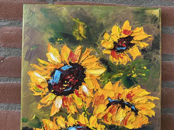 Texture Sunflower impasto art