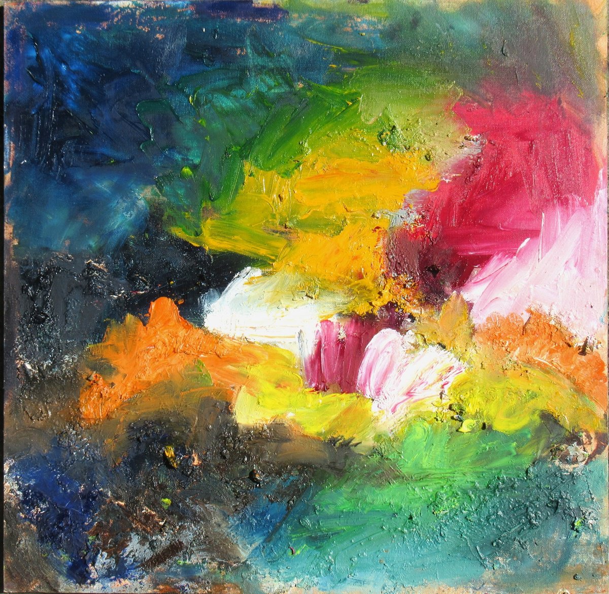 Expressive Abstract Oil Painting By Sherry Edmondson, 20 X 20", Serendipity, Original Artwork
