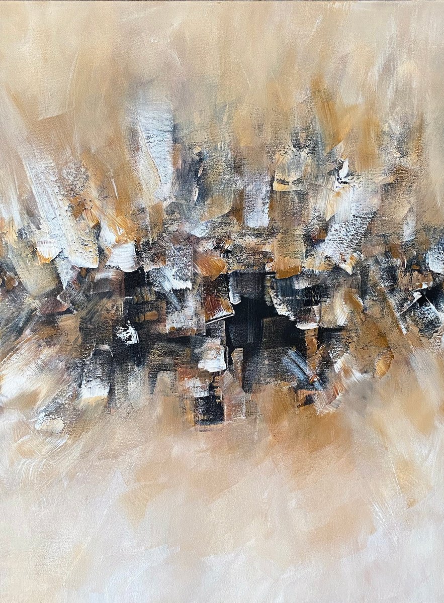 Expressive Abstract Acrylic Painting By Arti Chauhan, 24 X 31, A Moment In Time, Original Artwork