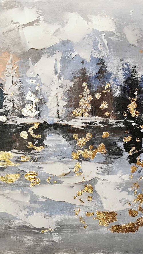 Landscape painting on paper, Original drawing by Annet Loginova