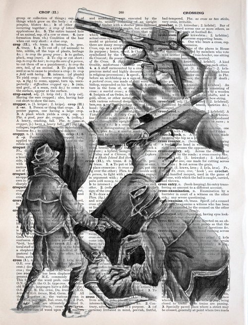The Crime Scenery - Collage Art on Large Real English Dictionary Vintage Book Page by Jakub DK - JAKUB D KRZEWNIAK