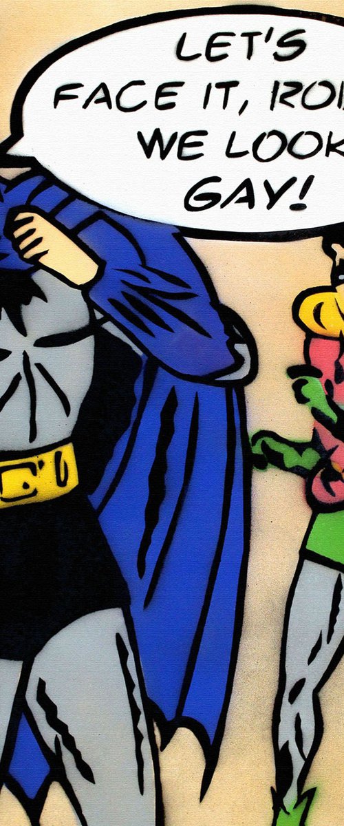 BATGAY ON A BOX CANVAS. by Juan Sly