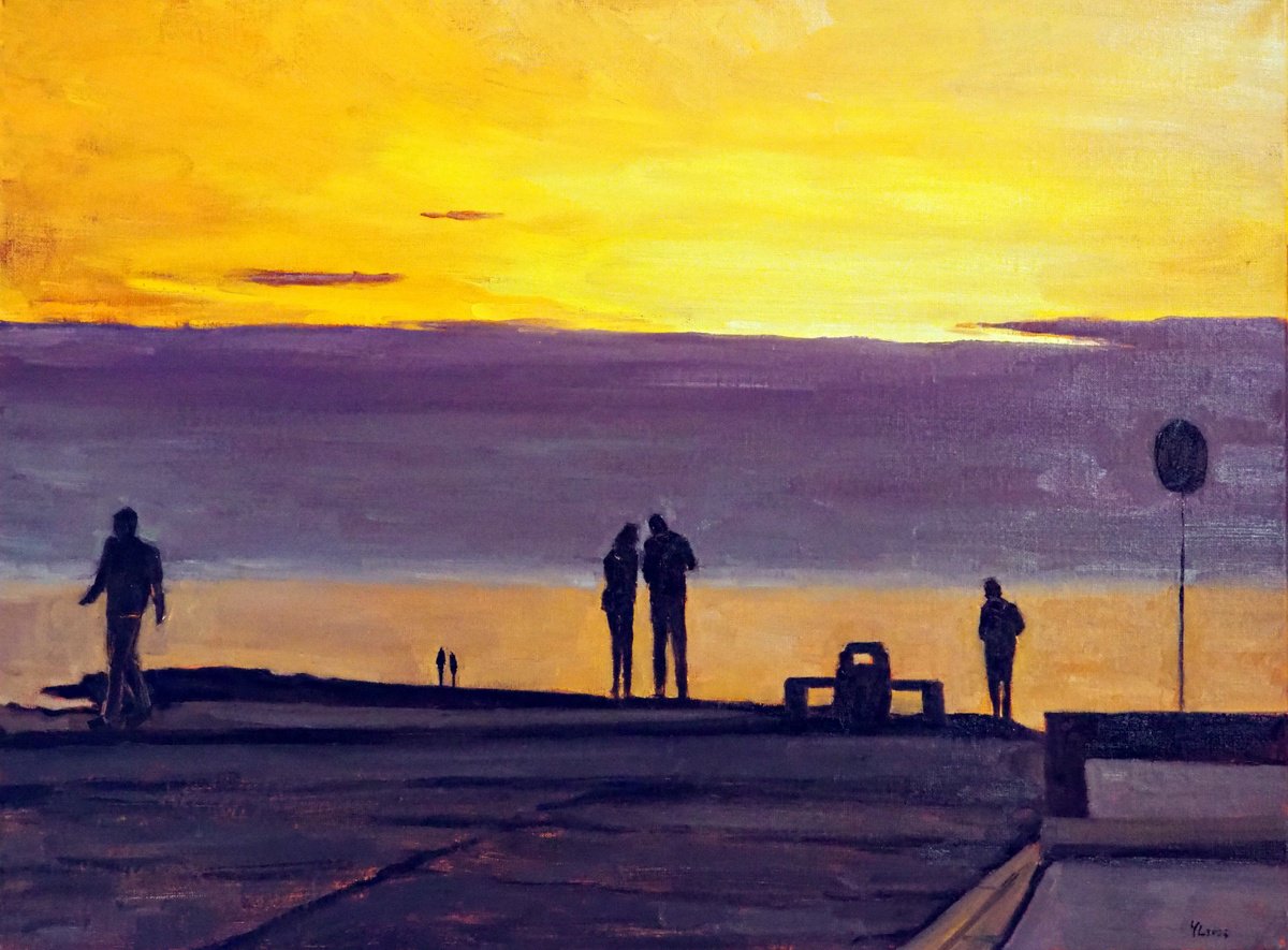 Impressionistic Landscape Oil Painting By Yuanyuan Liu, 31 X 24", Seascape, Original Artwork