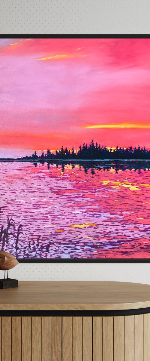 Calm. Pink sunset by Volodymyr Smoliak