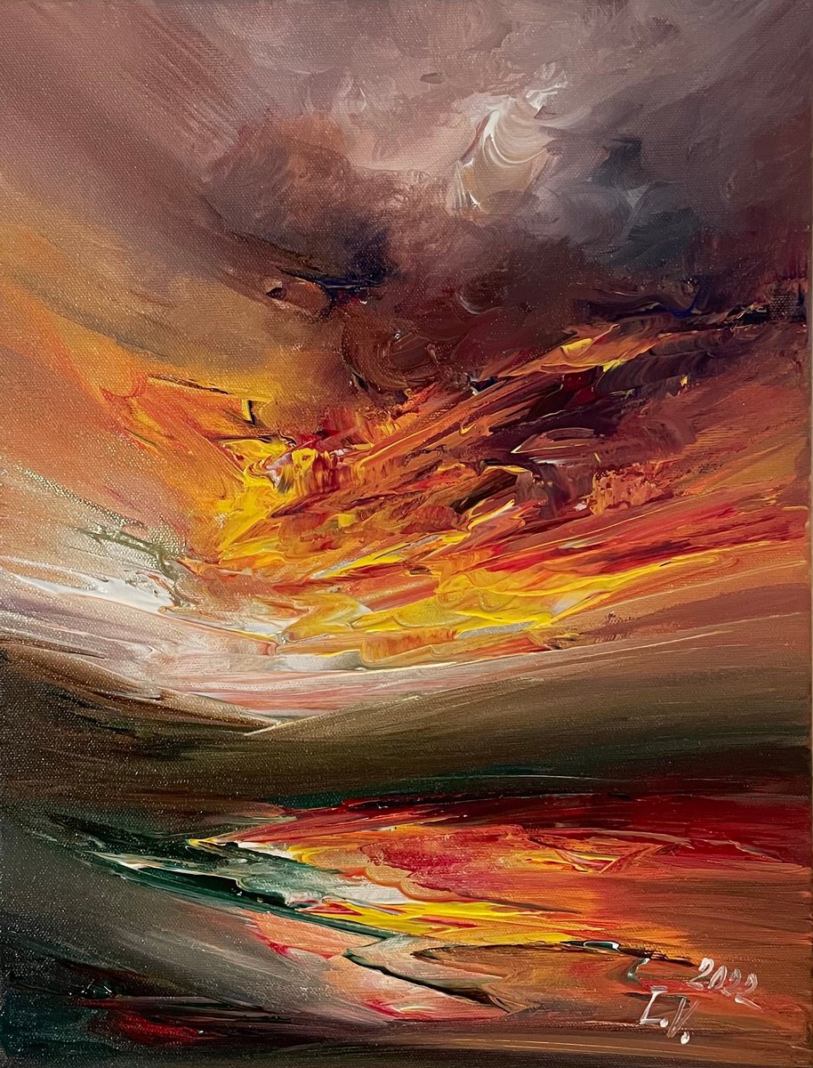 Impressionistic Landscape Acrylic Painting By Timea Valsami, 12 X 16", Introverts Dream, Original Artwork