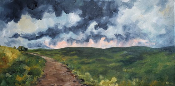 "Prairie Road Summer Storms" - Landscape - Storms - North Dakota